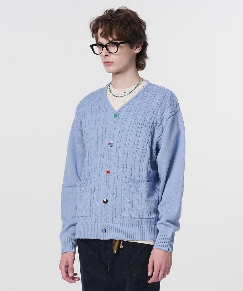 Hongwoosung Loose Fit Jewelry Button Cardigan_Sky Blue