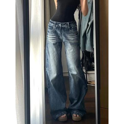 Women Washed Casual High Waist Loose Denim Pants Y2k Vintage Baggy Wide Leg Jeans Streetwear Korean Flared Trousers Plus Size
