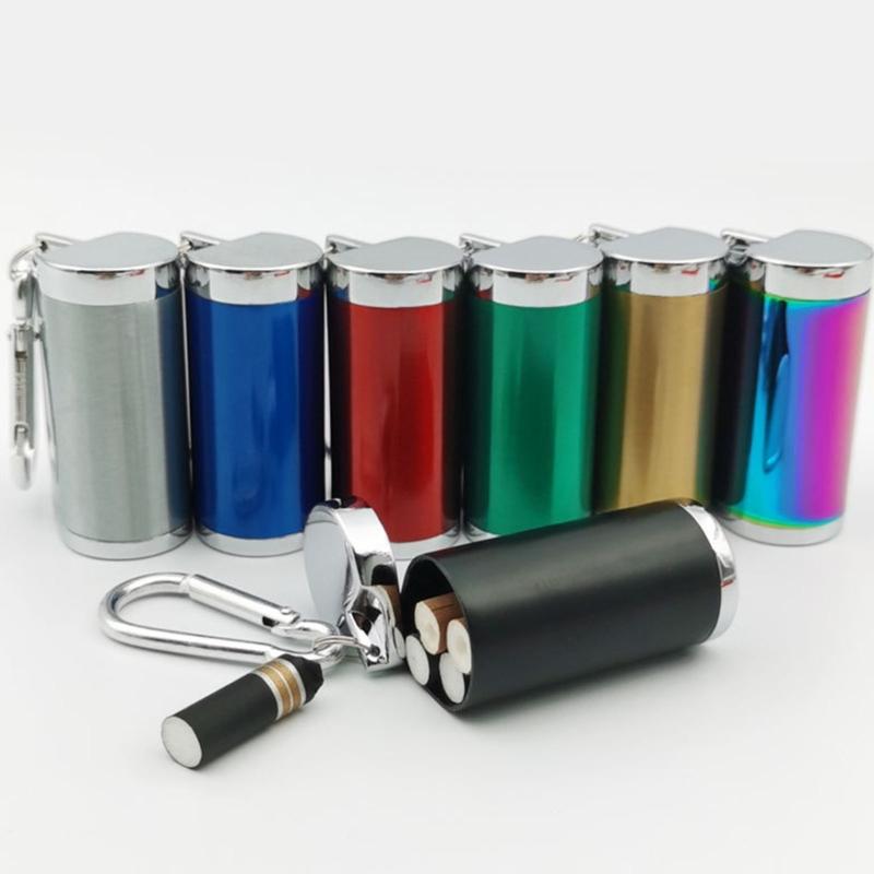Mini Ashtray Sealed Dustproof Pocket Size Holder for Outdoor Travel Car Use Aluminum Alloy Container for Camping