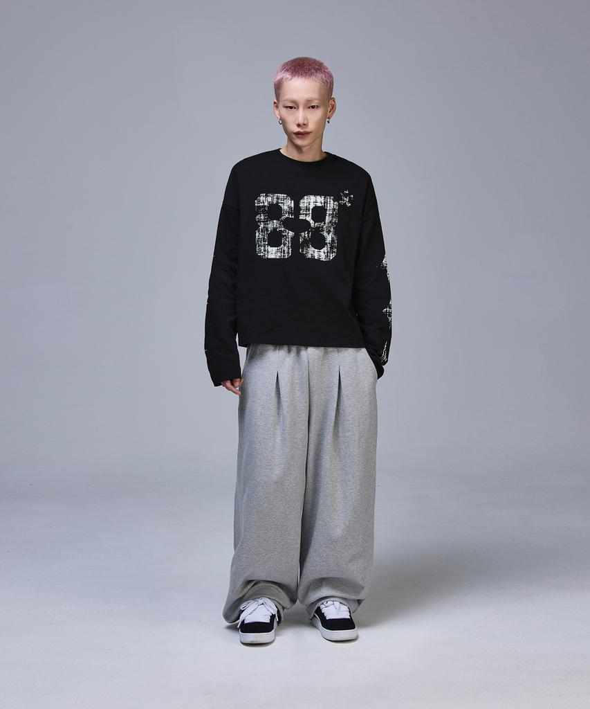 SCALLYWAG Crop Vintage Diamond Long Sleeve [Black]