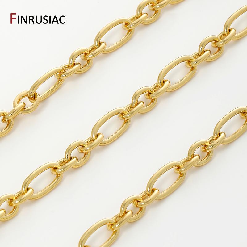 18K Gold Plated Brass 3:1 Special Chain Figaro Chain,High Quality Metal Chain for DIY Necklace Bracelet Making Accessories