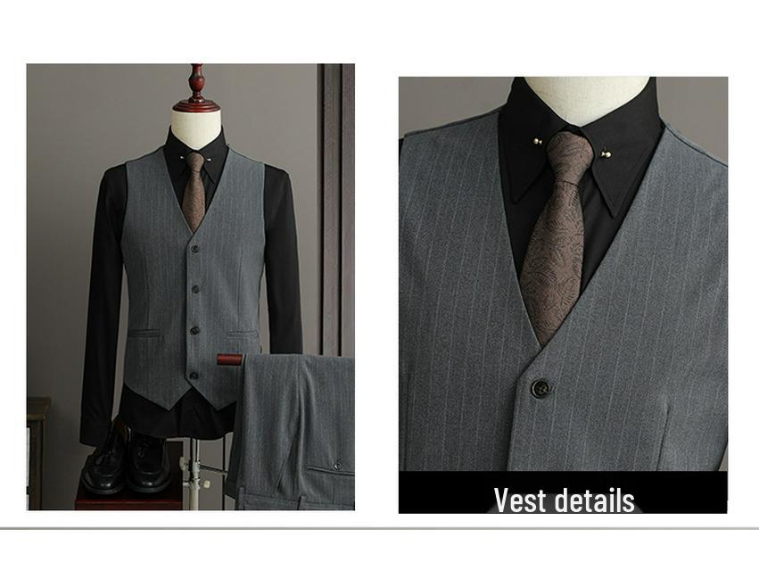 Herren Plus Size Slim Fit Gestreiftes Business Smoking Anzug Set SJT9962-P285