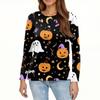 Women's Fashion Casual Halloween Printed Round Neck Long Sleeve Pullover Top