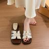 Black retro wedge heel heightening one-word slippers women's summer wear 2025 new soft-bottomed versatile non-slip cool slippers