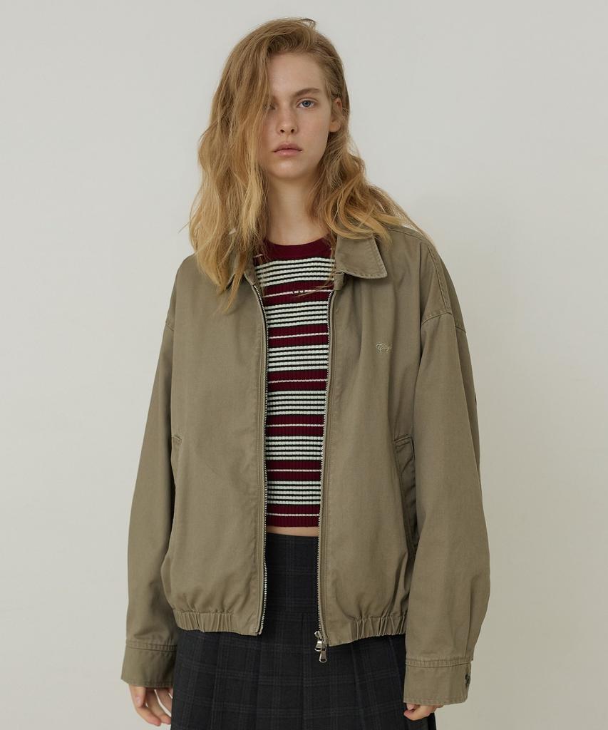 CITYBREEZE Stand Collar Cotton Blouson Jumper_Light Khaki