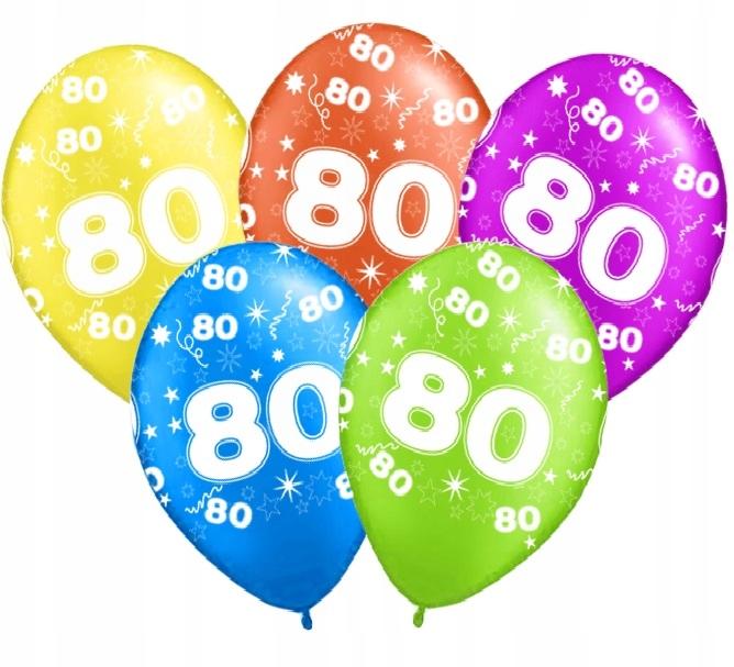 80th Birthday Printed Balloons "80", 5 Pcs