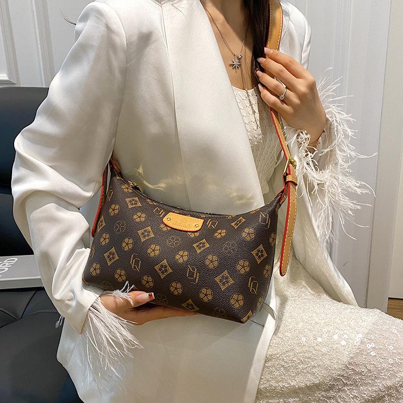 Retro Printed Bag Women's New Fashion Armpit Bag High-end Sense Versatile Diagonal Span Shoulder Bag