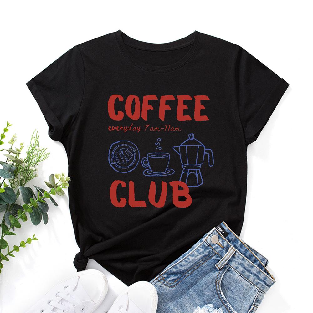 

Cotton T-Shirt Short Sleeve Round Neck Women 2d Print Tops S