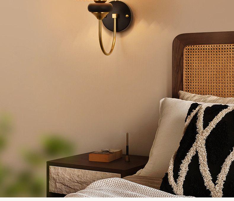 Nordic Retro Chinese-Style Wall Lamp: Solid Wood & Cream Bedside Light for Bedroom, Living Room & Aisle Decorations