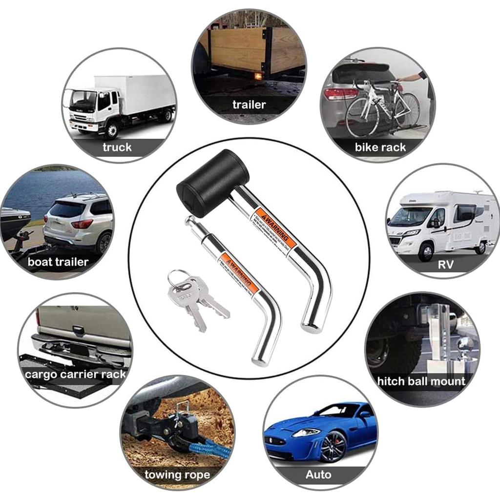 High Security 5/8 And 1/2 Inch Trailer Hitch Pin Coupler Receiver Lock With Reinforced Design For ATV Camping Trailers