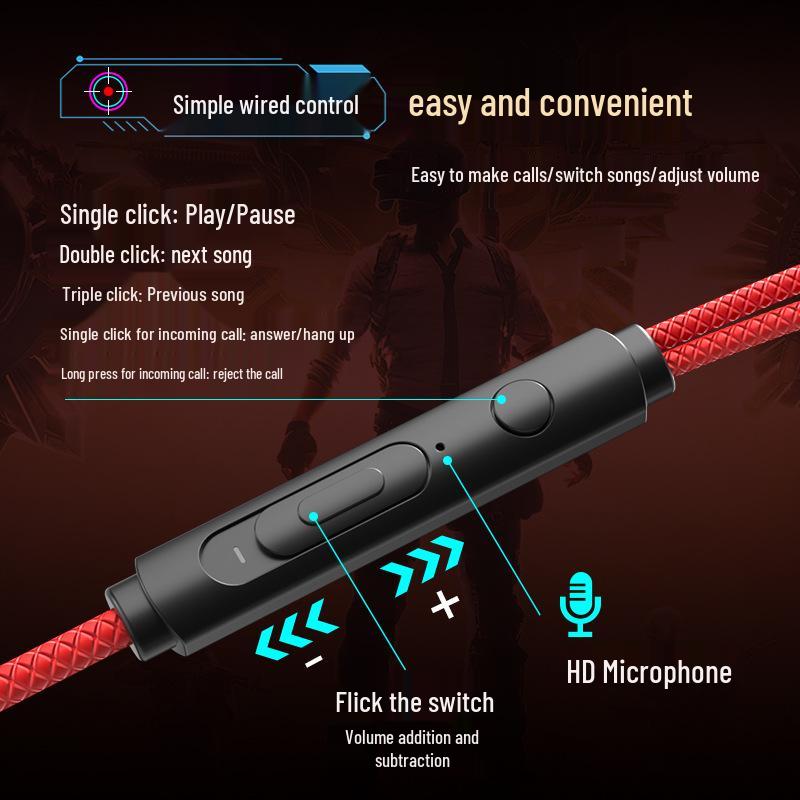 Cross-border Wired Gaming Earbuds with Mic for Mobile, PC & PUBG