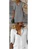 Loose Lapel Button Mid-Sleeve Solid Color Cotton Linen Shirt Dress