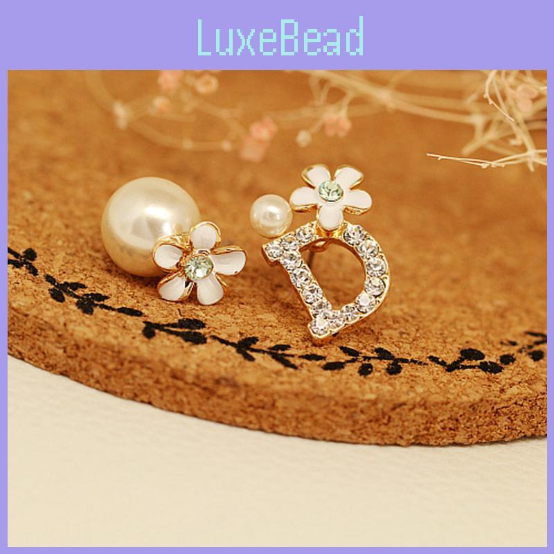 Elegant Women's Alloy Crystal Rhinestone Stud Earrings With Artificial Pearls