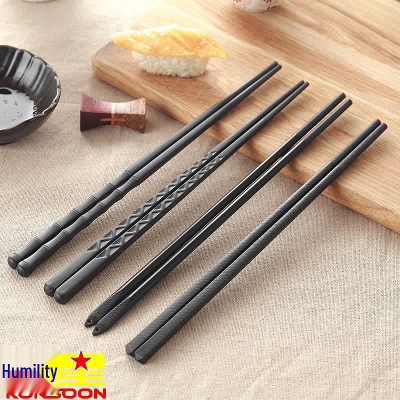 Qianxing Five-corner Melamine Alloy Non-slip Pointed Chopsticks - 10 Pairs