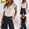 Women's Fashion Casual V-Neck Short Sleeve Blouses & Shirts