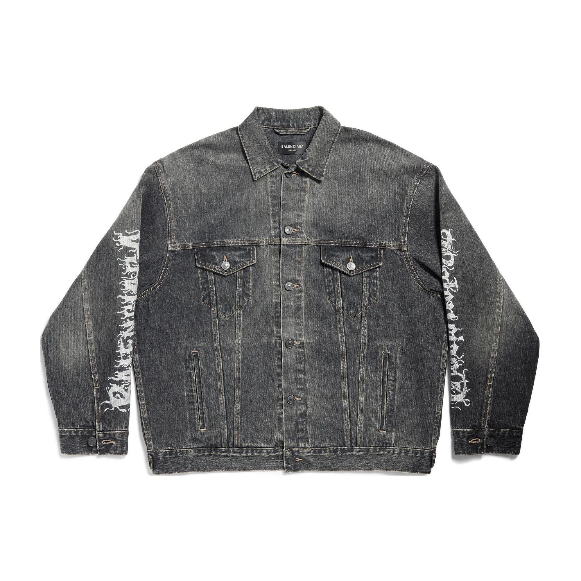 Balenciaga Logo Printed Denim Jacket 773804TBP473721