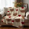 Floral Skull Bat Blue Cartoon Anime Print Flannel Blanket Soft Warm Throw for Kids Bedroom Sofa Christmas Office Car