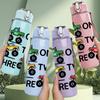 1PC One Two Three Car Toy Pattern 750ml Color Plastic Sports Water Bottle Leakproof Flip Straw Lid Suitable for Sports Office Home Use