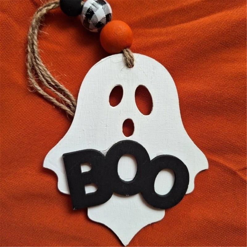 4PCS Spookys Ghostly Wood Crafts Halloweens Room Decoration Hanging Art For Festives DIY Family Activity And Seasonal Displays