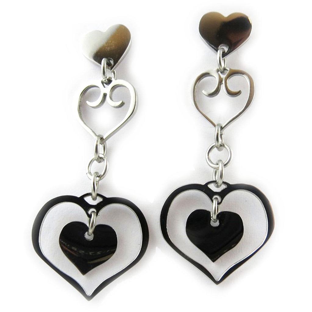 Altesse [L0383] - Silberne „Love“-Stahlohrringe