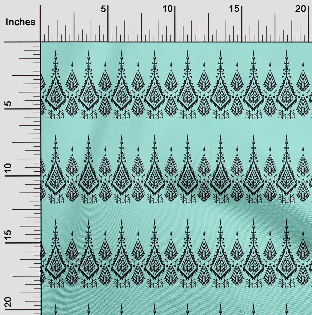 oneOone Cotton Flex Aqua Blue Fabric Block Dress Material Fabric Print Fabric By The Yard 40 Inch
