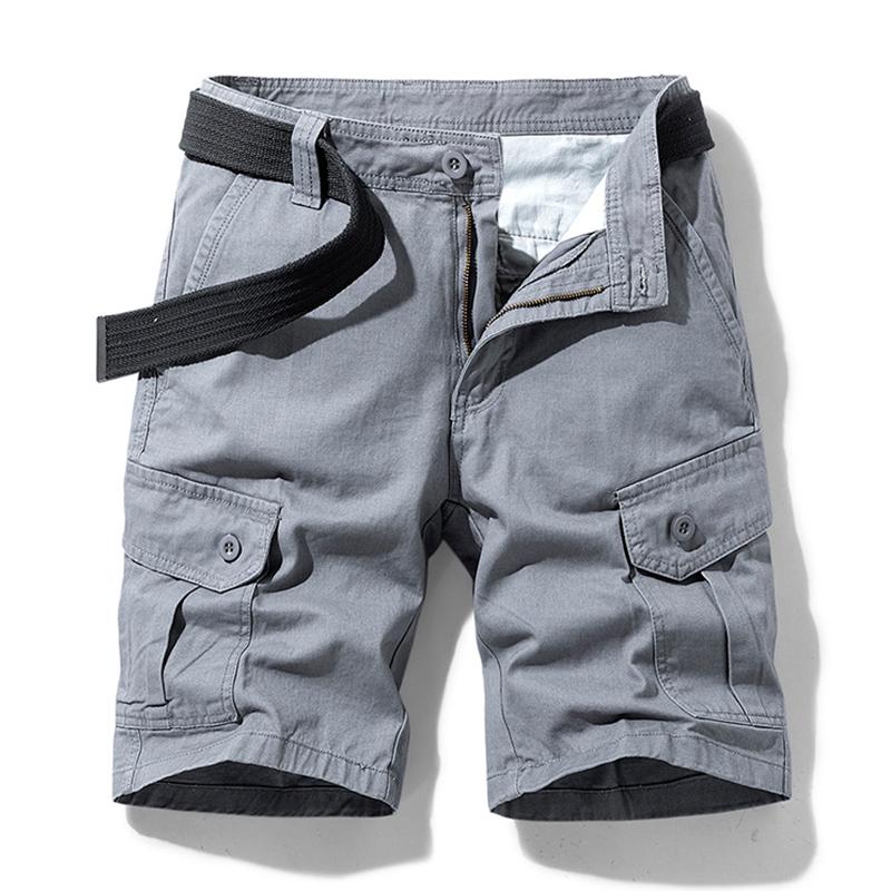 Men Summer Solid Casual Classic Cargo Shorts Men Fashion Cotton Multi-pocket Shorts Men Outwear Breathable Shorts Male