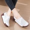 Hollow-out Women PU Leather Casual Shoes Fashion Wedge Heels Platform Shoes Slip-on Loafers Mother Shoes