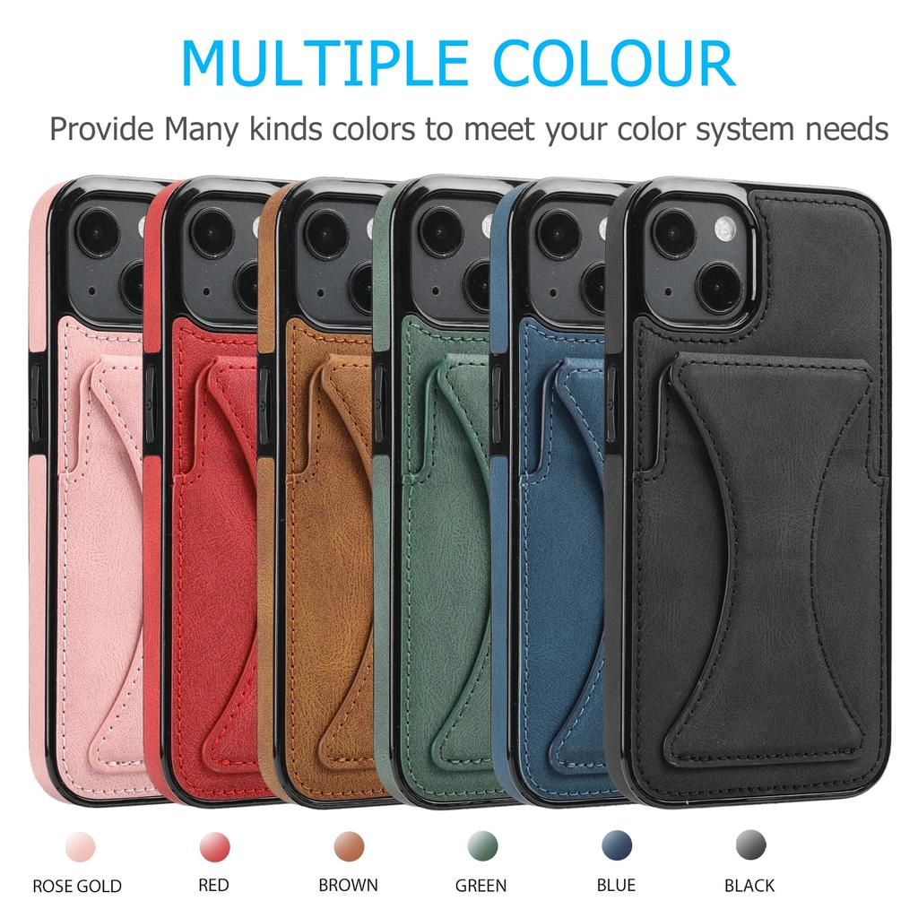Kožené pouzdro na telefon s držákem na karty pro IPhone 13 12 Mini 16 15 14 11 XS XR X Pro Max 8 7 Plus se stojánkem, nárazuvzdorný kryt
