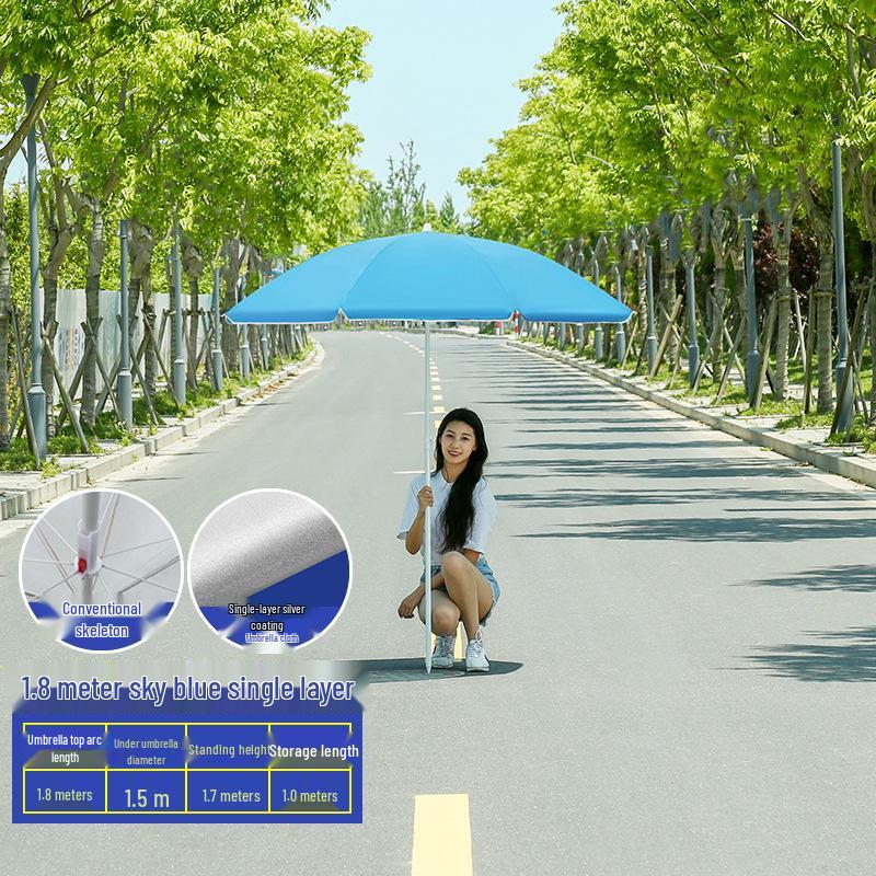 Großer Outdoor-Gewerbeschirm mit Doppelrippen - Sonnenschirm für Sonne, Werbung und Standnutzung