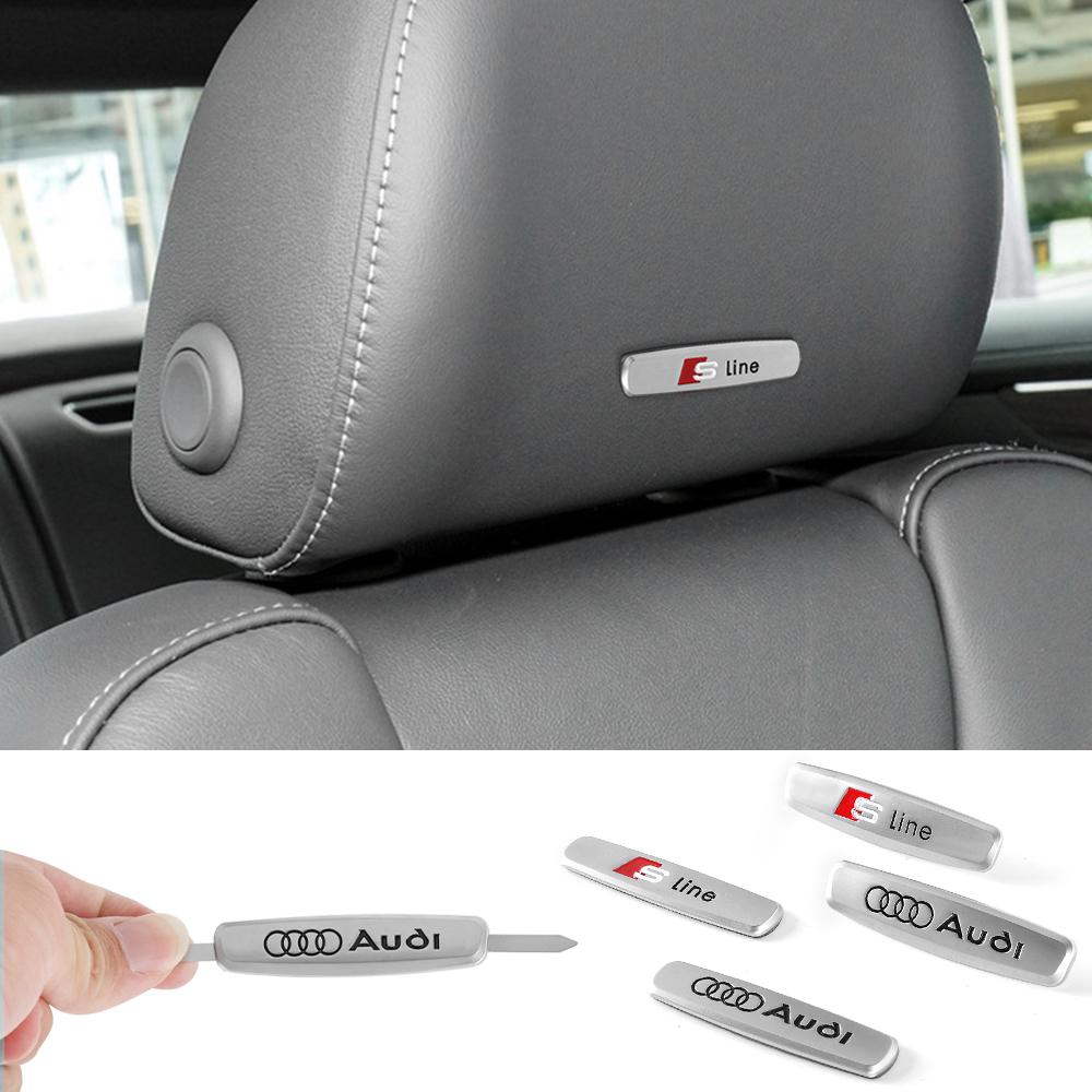QR4 Car Chair Seat Badge Sticker Auto Center Console Seat Emblem Accessories for M4 SLINE RS Quattro TT A4 B8 A3 8P A6 C7 8V B6 B7