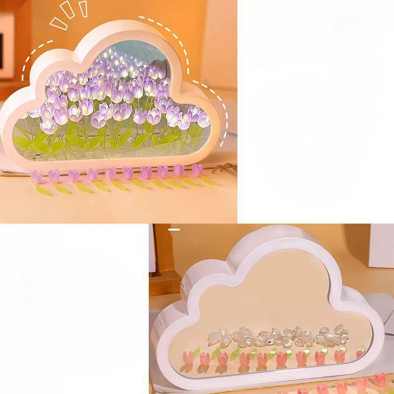 

1 шт., ручная работа, сделай сам, цветок тюльпана, морская ночная атмосфера, лампа в виде облаков, светодиодный ночник, зеркало, настольная лампа, декор для спальни, светильники, новый