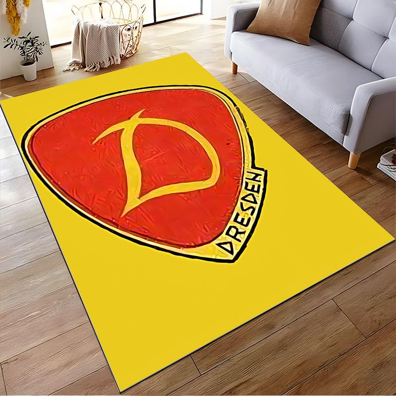 Rotes Schild mit Dresdner Logo, geeignet als rutschfeste Matte für das Wohnzimmer- oder Schlafzimmer-Sofa
