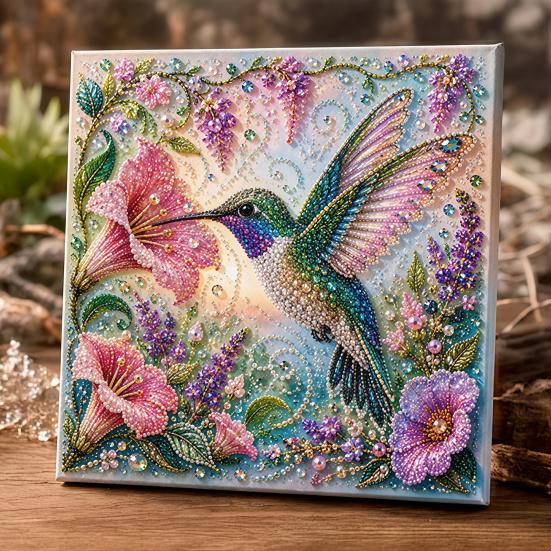 Home Wall Decoration Crafts Butterfly Faux Diamond Art Kit, Flower Peacock Hummingbird Pearl Kits for Adults 3D Sparkling Bead Painting Craft