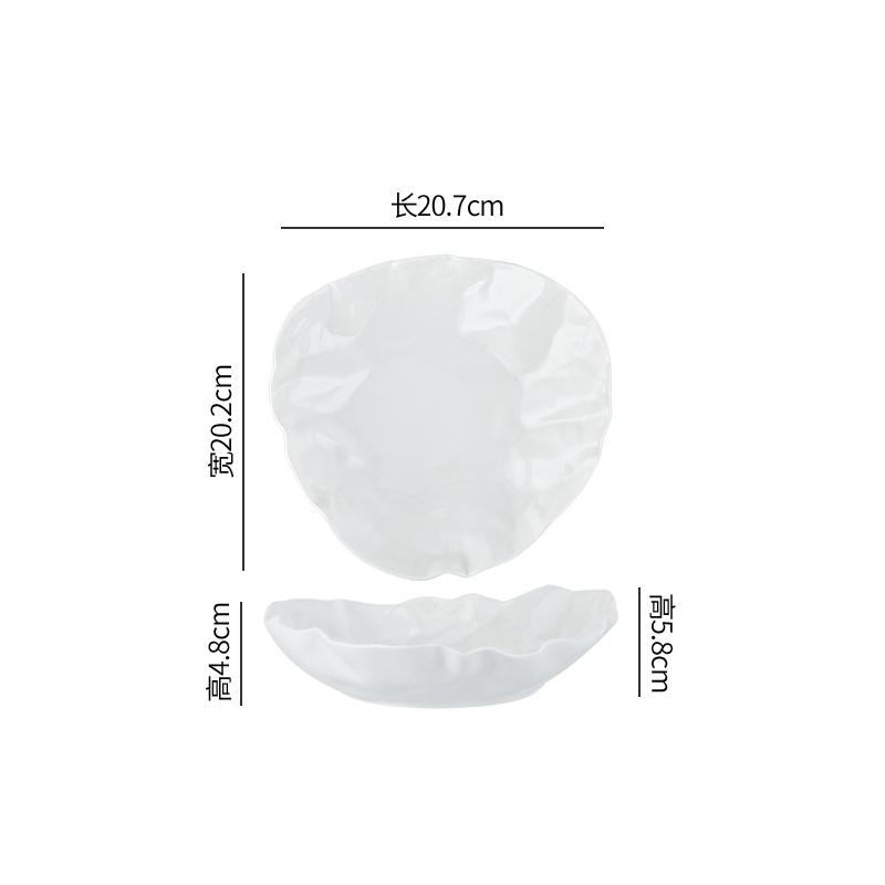 Fold Texture Ceramic Salad Plate Solid Color Irregular Dessert Dish Vegetable Plate Sashimi Plates Restaurant Creative Tableware
