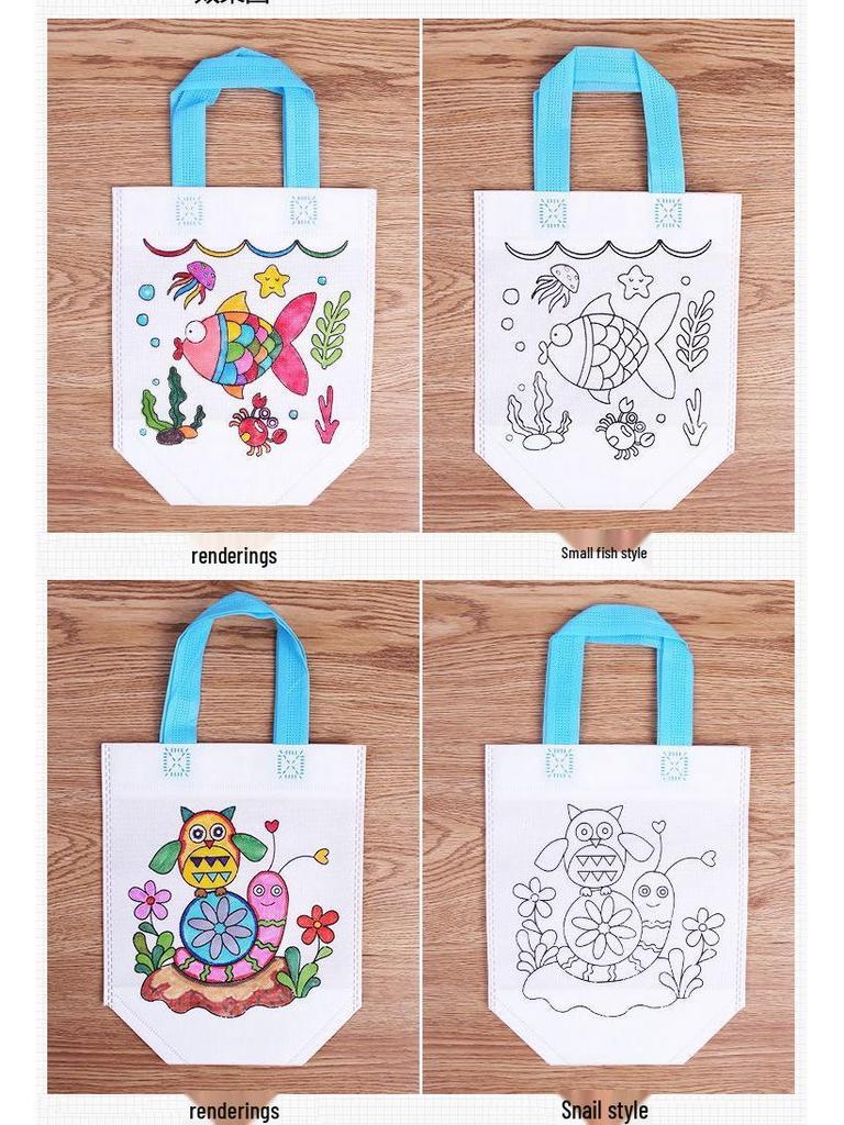 Children's DIY Graffiti Tote Bag – Eco-friendly Non-woven Art Bag for Creative Kindergarten Projects