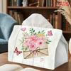 2D Flat 1pc, Tissue Box. Envelope Floral Butterfly Pattern Napkin Dispenser, Reusable, Daily Desktop Tissue Storage Box, Suitable for Kitchen Living R