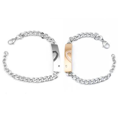 Titanium Steel Bracelet, A Pair of Stainless Steel Couple Bracelets for European and American Men and Women's Love Jewelry.