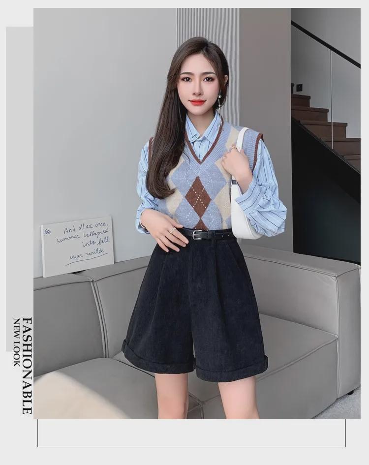 Maillard Women's High Waist Coffee Corduroy A-Line Shorts for Autumn & Winter