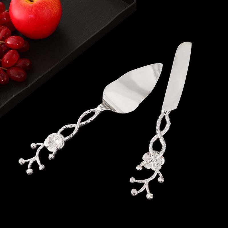 Luxury Metal Cake Knife & Spatula Set - Elegant Tableware for Weddings & Home