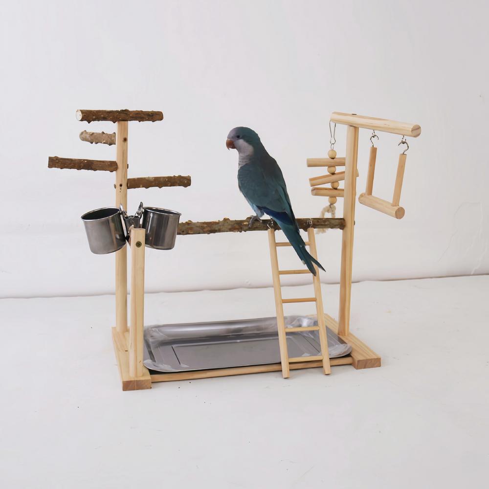Parrot Play Gym Perch Gym With Tray And Cups Bird Perches Exercise Play Gym Bird Toys For Cockatiel Parakeet
