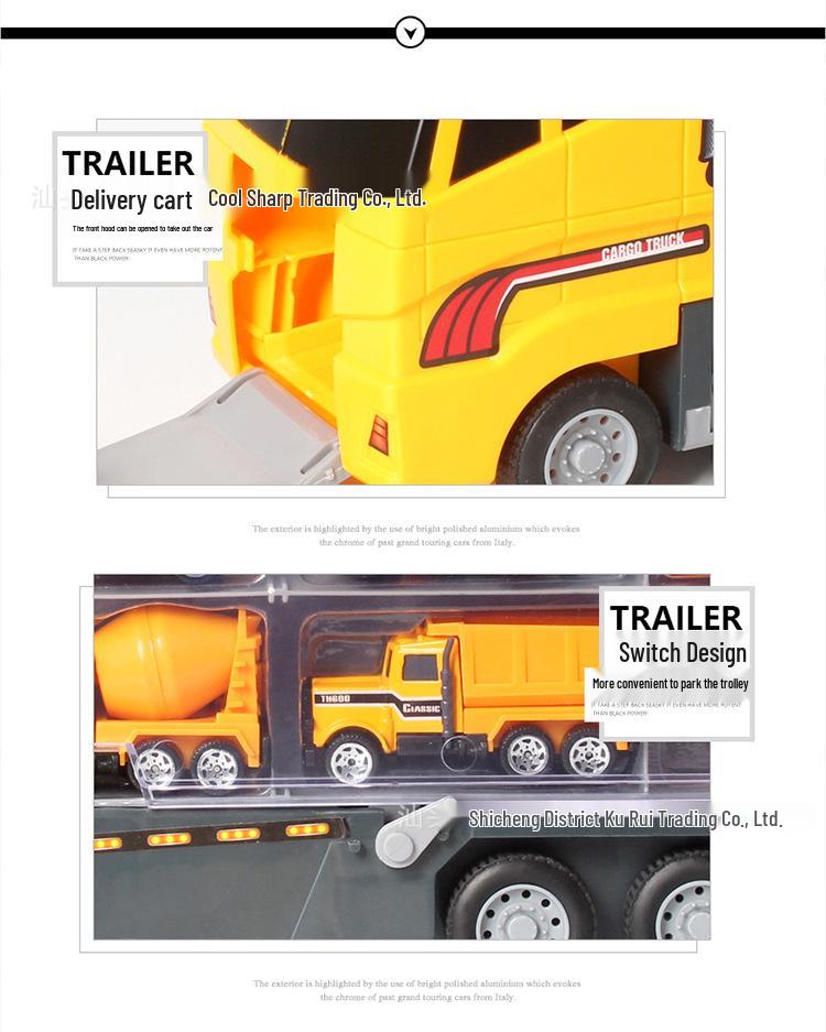 12-Piece Engineering Transport Vehicle Set with Opening Doors and Inertia Action - Children's Toy