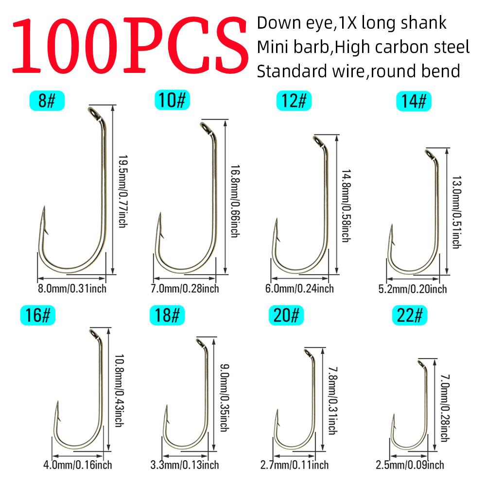 

50PCS/100PCS Standard 1X Long Shank Fly Hook Dry&Wet&Nymph&Shrimp Caddis Pupa Streamer Fly Hook Fly Tying Fishing hook size12