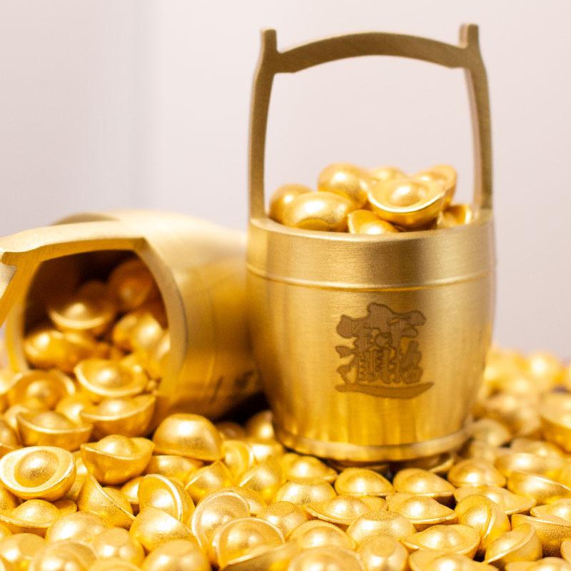 Solid sand gold ingots, treasure pots, small ingots for attracting wealth, golden ingots, handicrafts