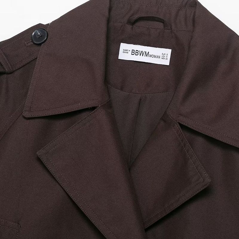Kaslead New Women Clothes Western Style Fashion Simple and Versatile Double Placket Short Trench Coat 3046259