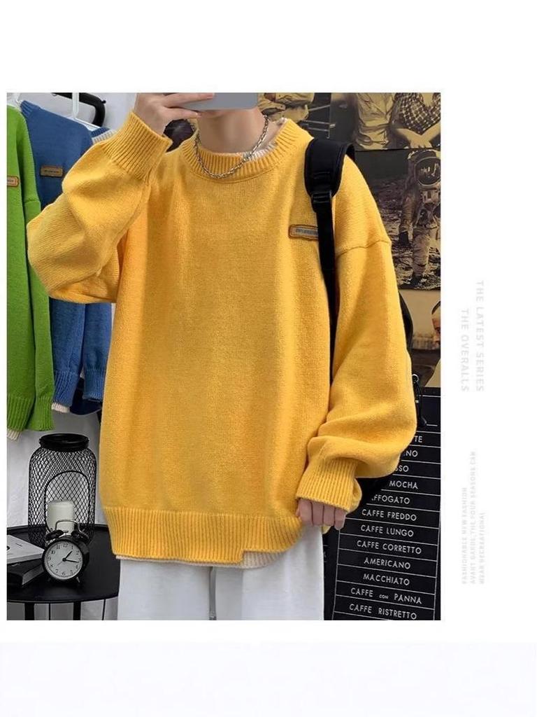 Men's Trendy Loose Knit Sweater - Warm Autumn/Winter Round Neck Pullover Cardigan