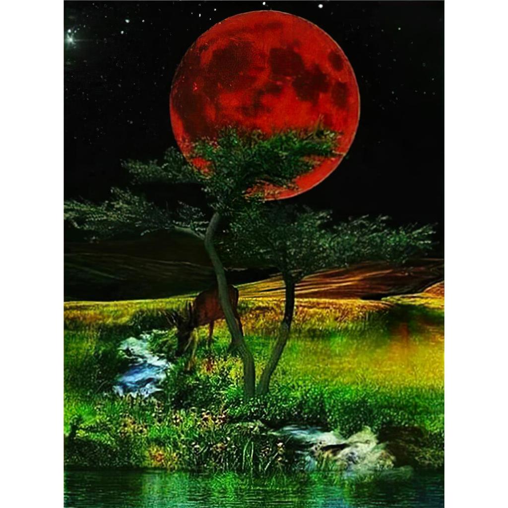 Full 5D Diy Diamond Painting Moon Landscape World Diamond Embroidery Cross Stitch Home Decor Handmade Gift