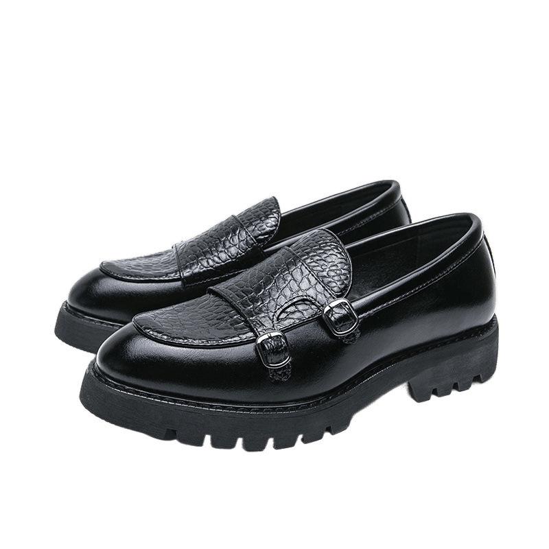 Men's Summer Slip-On Leather Loafers - Casual, Thick Sole, Height-Boosting Moccasins