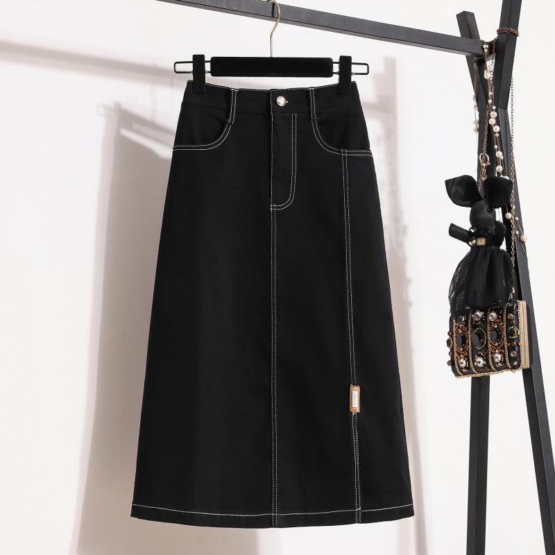 Summer Style Plus Size Skirts Solid Buttons Women Denim A-Line Vintage Basic Skirt 5XL Pink