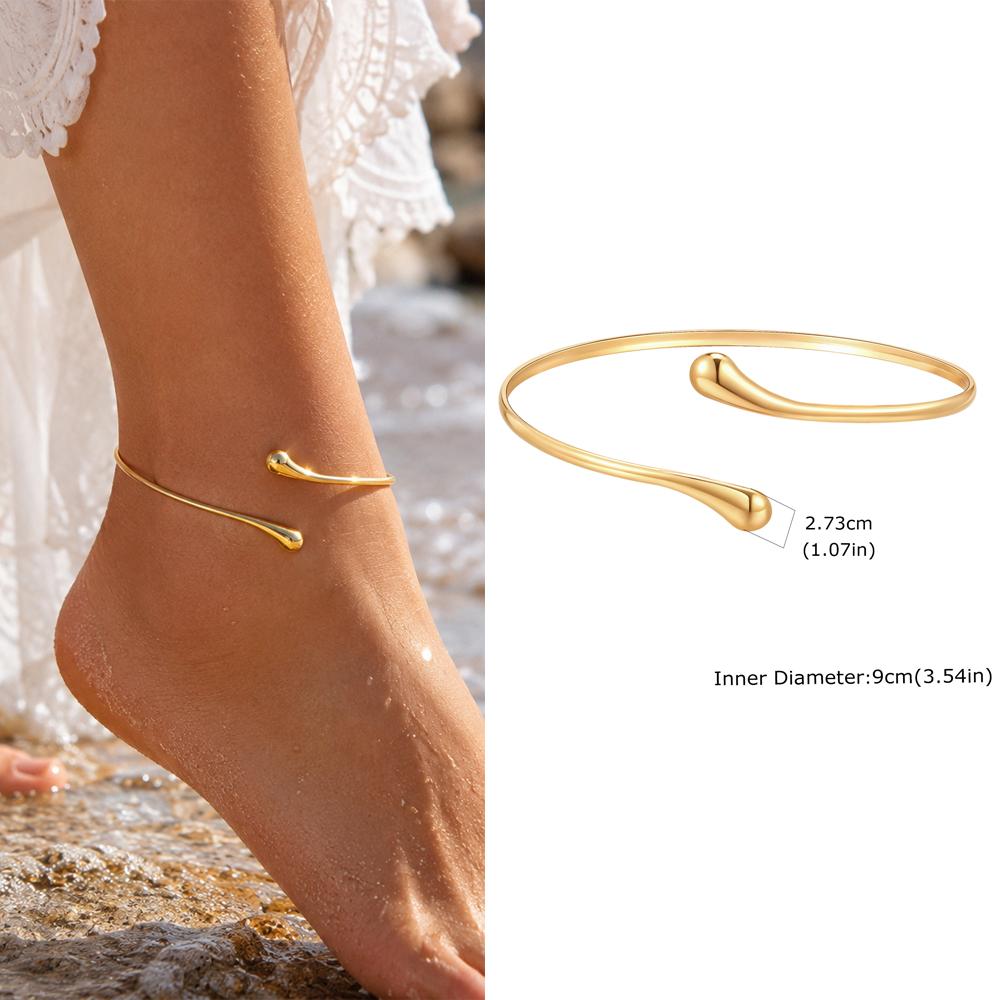 Exquisite Gold Plated Anklets for Women Minimalist Adjustable Curved Shaped Ankle Bracelets Summer Beach Foot Jewelry Gift