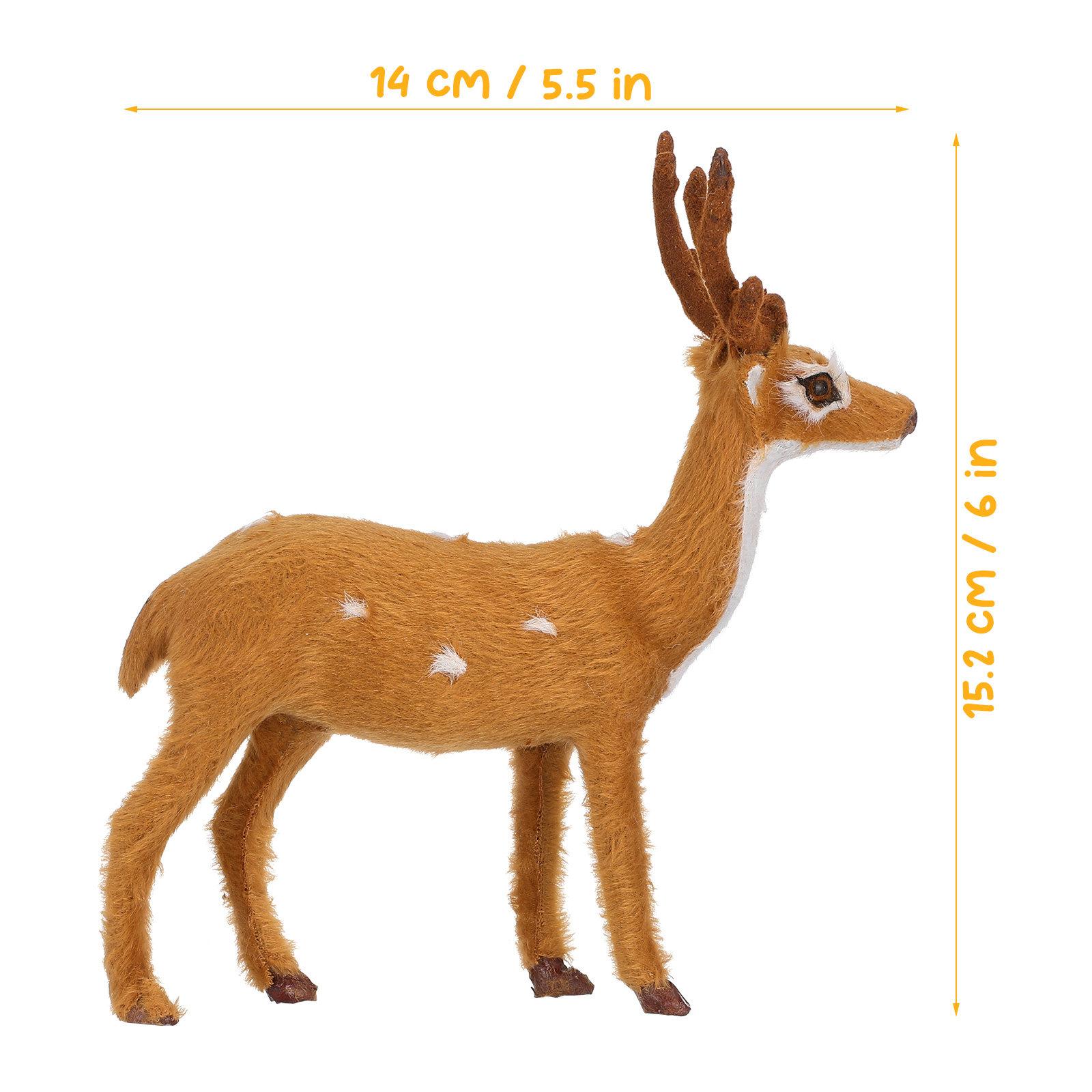 

Christmas Elk Decor Vintage Style Standing Deer Cartoon Simulation Home Living Room Bedroom Holiday Decoration 5.9 Inch Xmas Elk